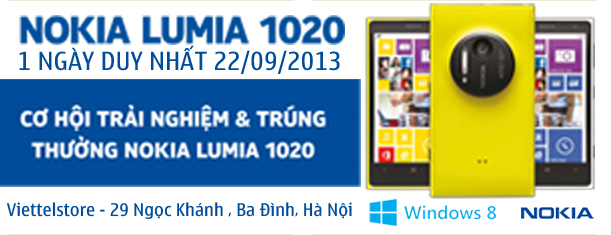 Tham gia trải nghiệm tại Viettelstore để trúng ngay điện thoại Lumia 1020